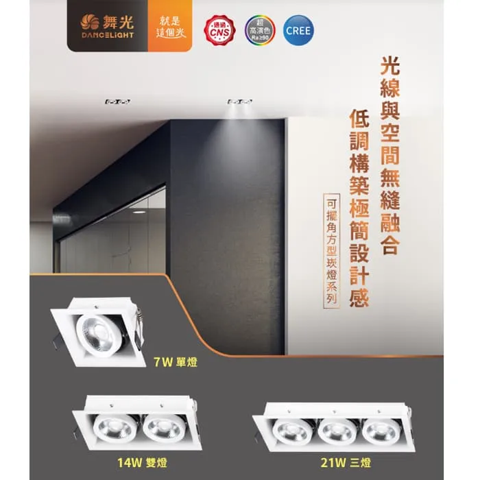 舞光 LED 單燈/雙燈/三燈 可擺角方型崁燈D-25135 D-25136 D-25137 角度可調整