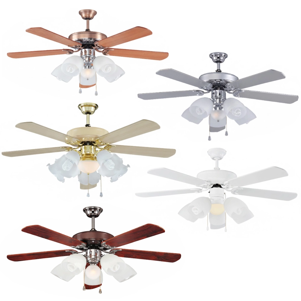 領航者 台灣製吊扇 52吋 吊扇+吊扇燈 紅古銅AS-32273+燈 大豆黃AS-32275+燈 香檳銀AS-32277+燈 珍珠白AS-32279+燈 胡桃木AS-32281+燈 