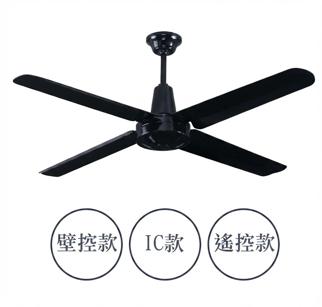 領航者 台灣製吊扇 52吋 黑色工業扇 吊扇 壁控款/IC款/遙控款 AS-25223 