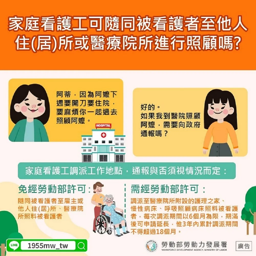 家庭看護工調派工作地點