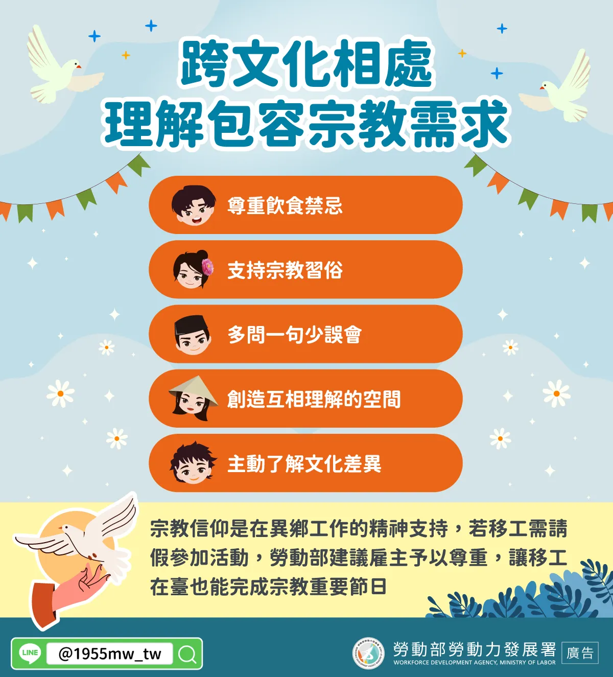 跨文化相處，理解包容宗教需求