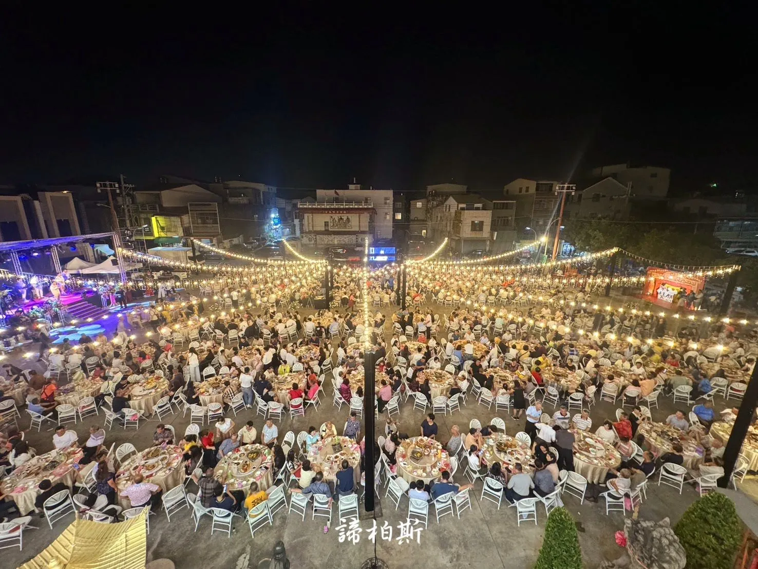 廟前廣場103桌戶外婚禮燈串工程