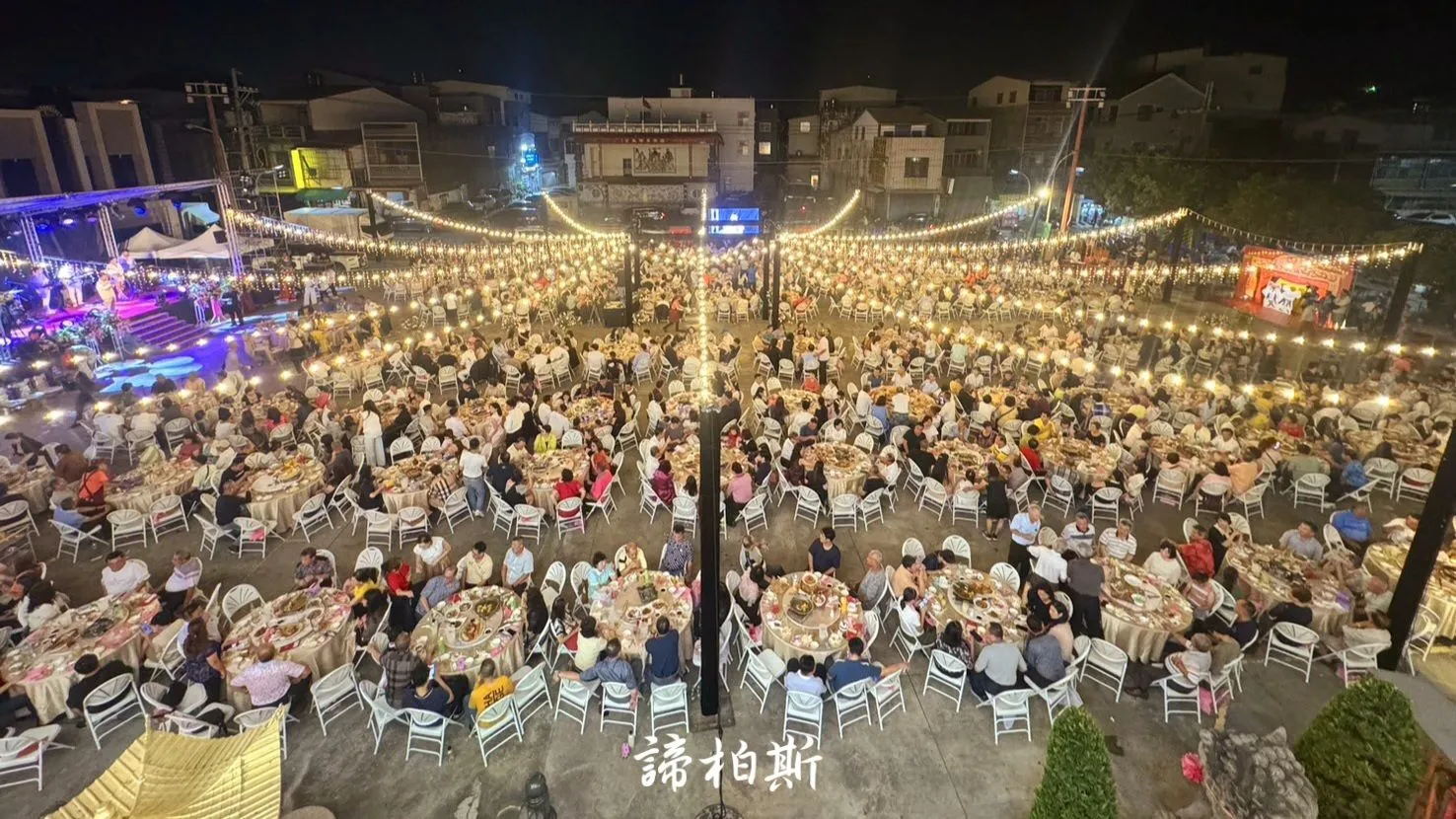 廟前廣場103桌戶外婚禮燈串工程