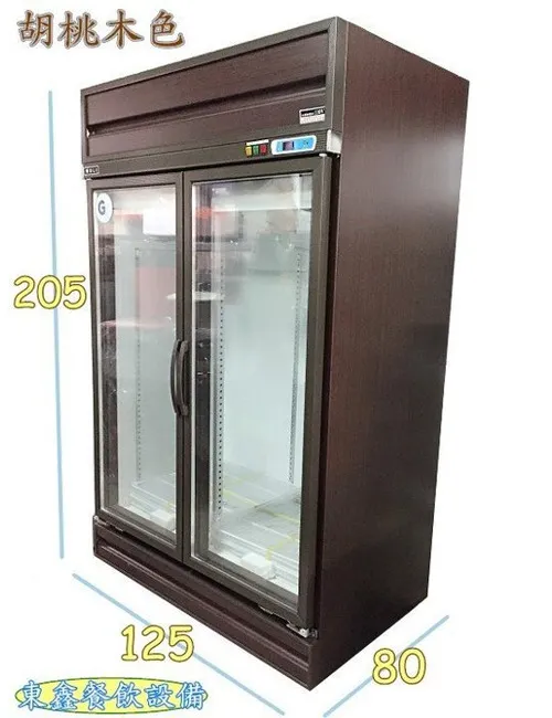 全新 胡桃木色2門西點櫥