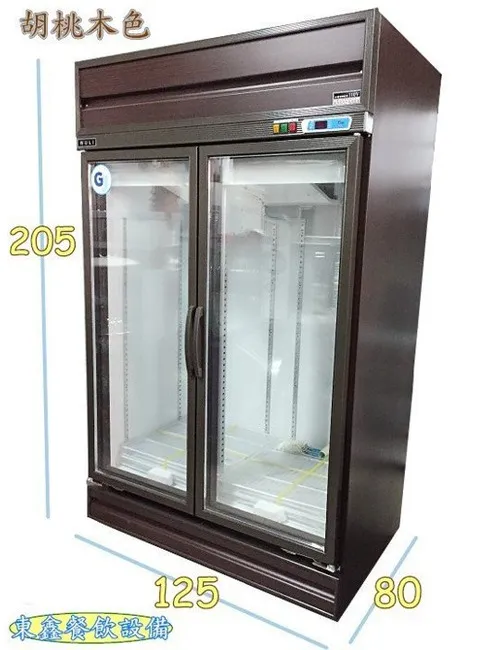 全新 胡桃木色2門西點櫥
