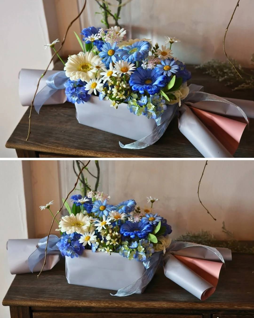 鮮花糖果花禮-藍色系