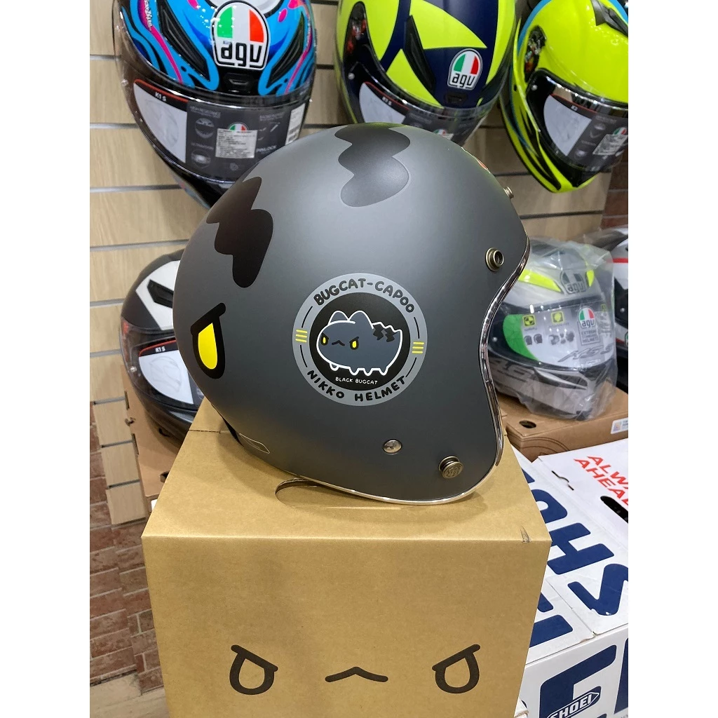  NIKKO N401 黑咖波 消光 咖波聯名 貓貓蟲咖波 CAPOO 復刻版 騎士帽 復古安全帽 N-401