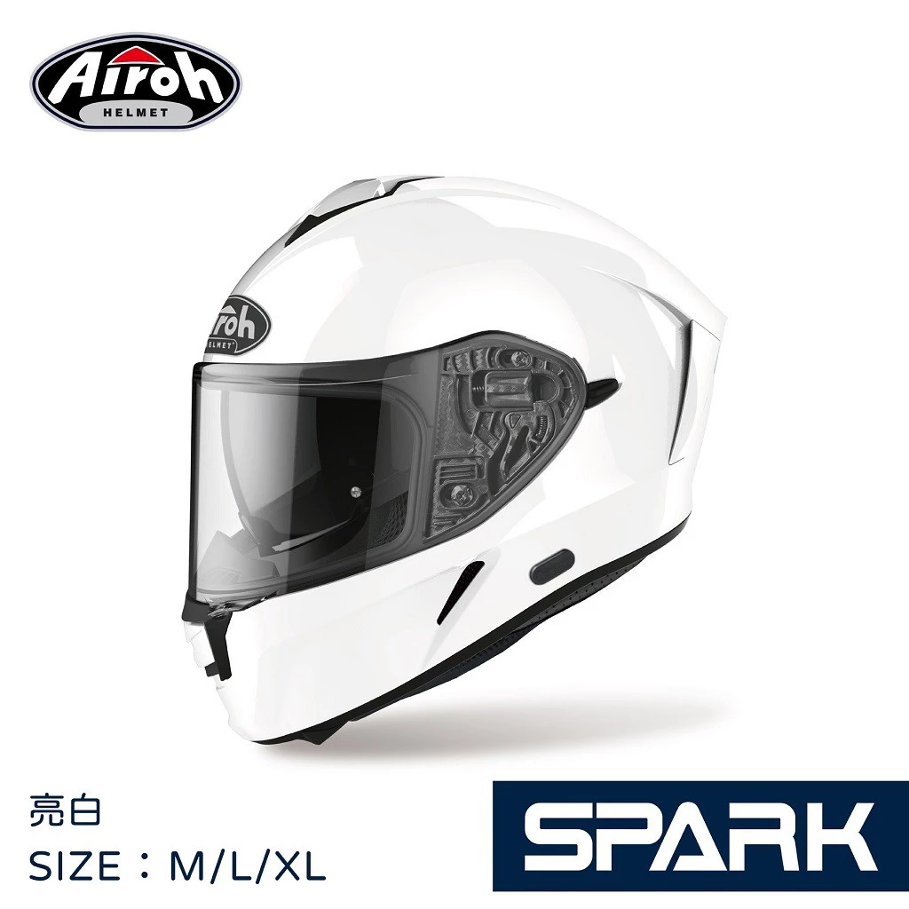義大利 Airoh SPARK 亮白 透氣 輕量化 內墨鏡 全罩(公司貨)