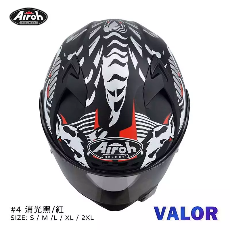 Airoh Valor #4 消光黑紅 輕量化 全罩 安全帽 亞洲版 總代理 公司貨