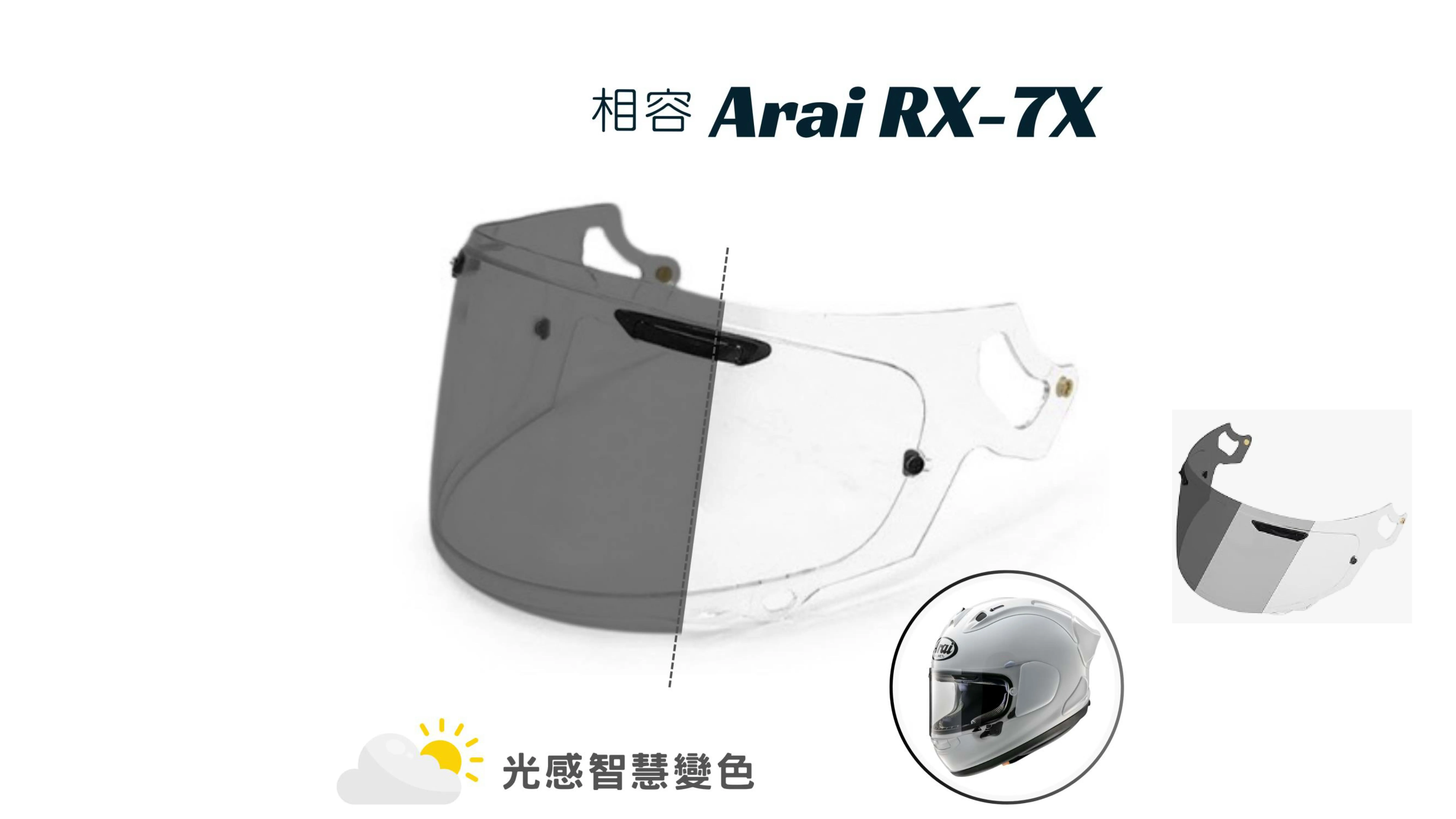 【ARAI RX-7X專用】FAST1 全視線變色鏡片 遇陽光自動變暗 變色片 鏡片