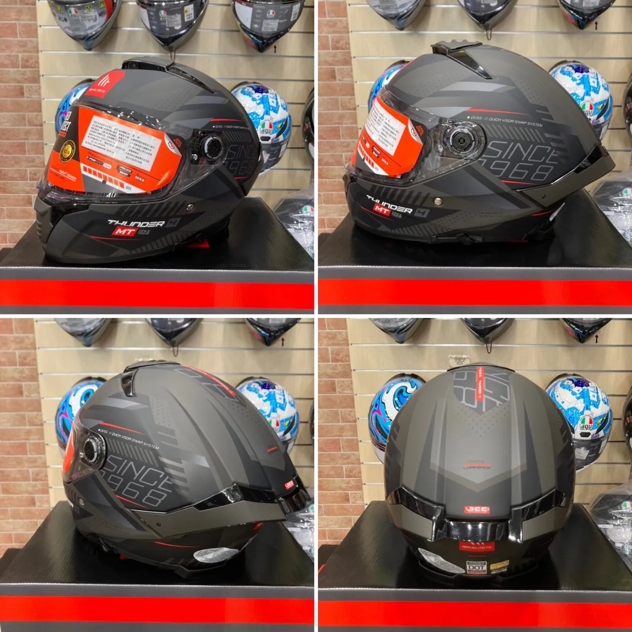 鼎泰安全帽 西班牙 MT THUNDER 4 SV 雷神4 啞黑灰光譜 全罩 安全帽 進口帽 亞版 公司貨