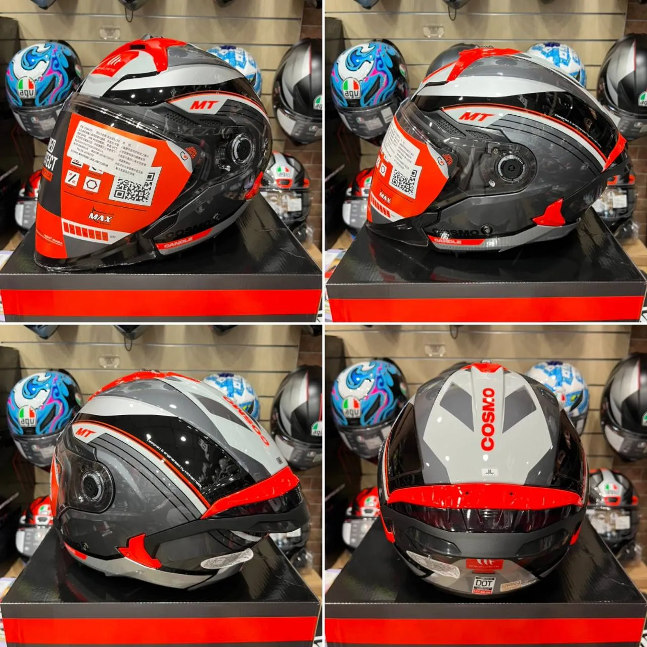 西班牙 MT COSMO SV 星際 黑灰橘條紋 3/4半罩 安全帽 快拆式鏡片 內墨鏡 鴨尾 亞版公司貨