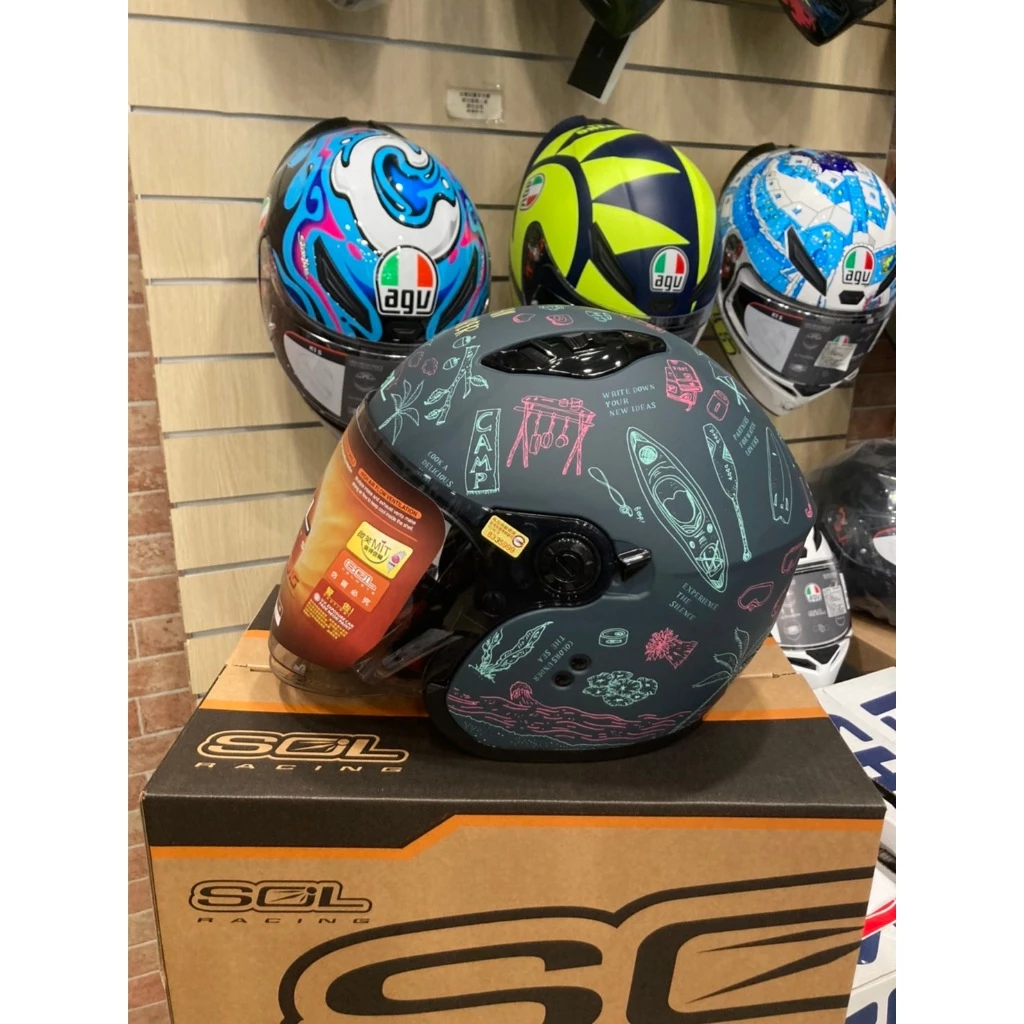 SOL SO-12 夏令營 半罩 內藏墨鏡 齒排扣 加長鏡片 輕量化 小帽體 SO12