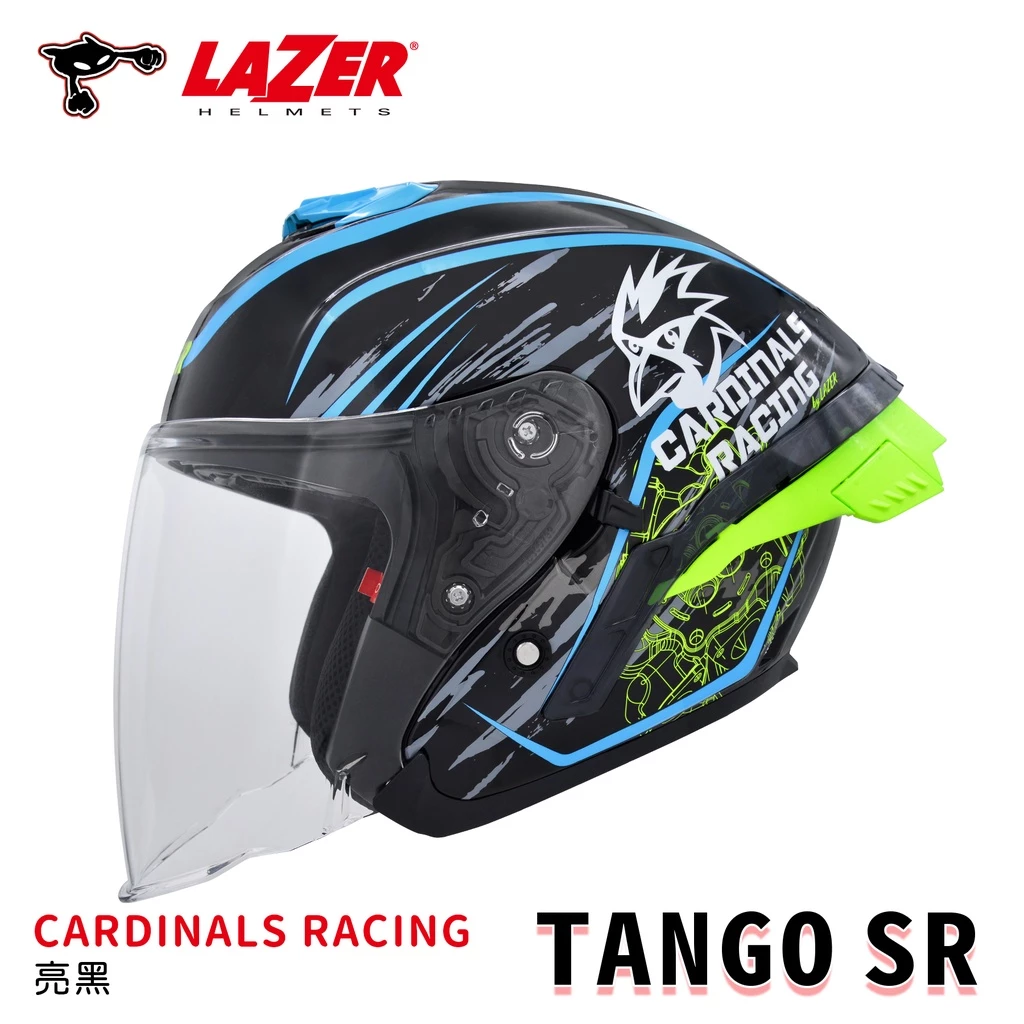 優惠促銷 比利時 LAZER TANGO SR 亮黑藍 3/4 半罩安全帽 進口帽