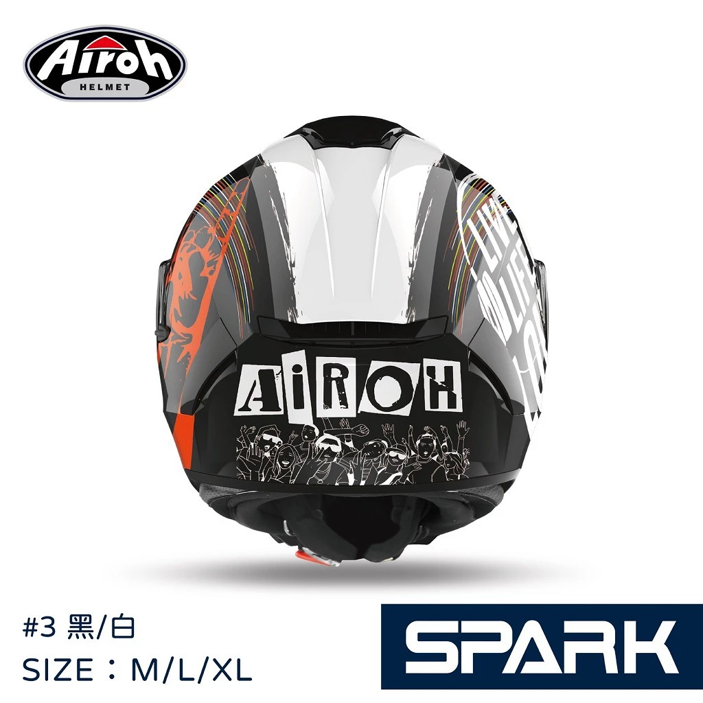 義大利 Airoh SPARK #3 黑/白 透氣 輕量化 內墨鏡 全罩 (公司貨)