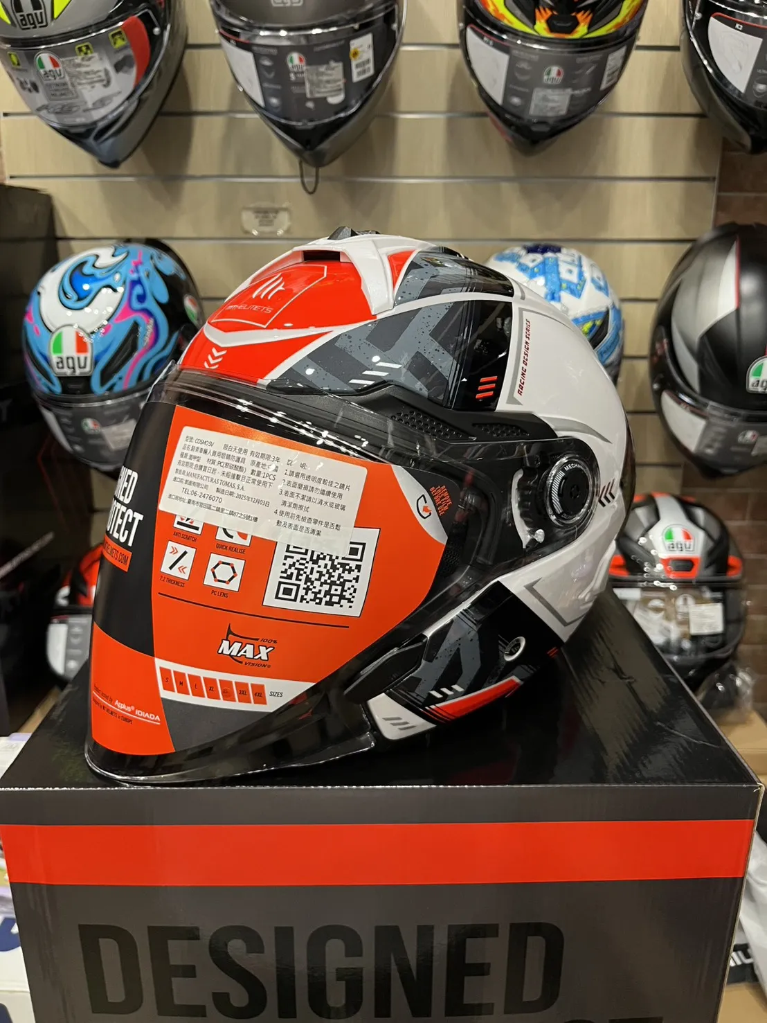 西班牙 MT COSMO SV 星際 黑白橘方向 3/4半罩 安全帽 快拆式鏡片 內墨鏡 鴨尾 亞版公司貨