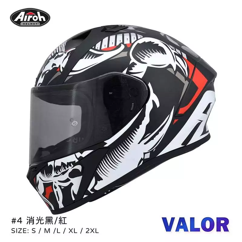 Airoh Valor #4 消光黑紅 輕量化 全罩 安全帽 亞洲版 總代理 公司貨