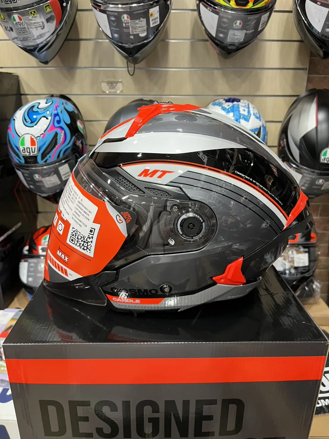 西班牙 MT COSMO SV 星際 黑灰橘條紋 3/4半罩 安全帽 快拆式鏡片 內墨鏡 鴨尾 亞版公司貨