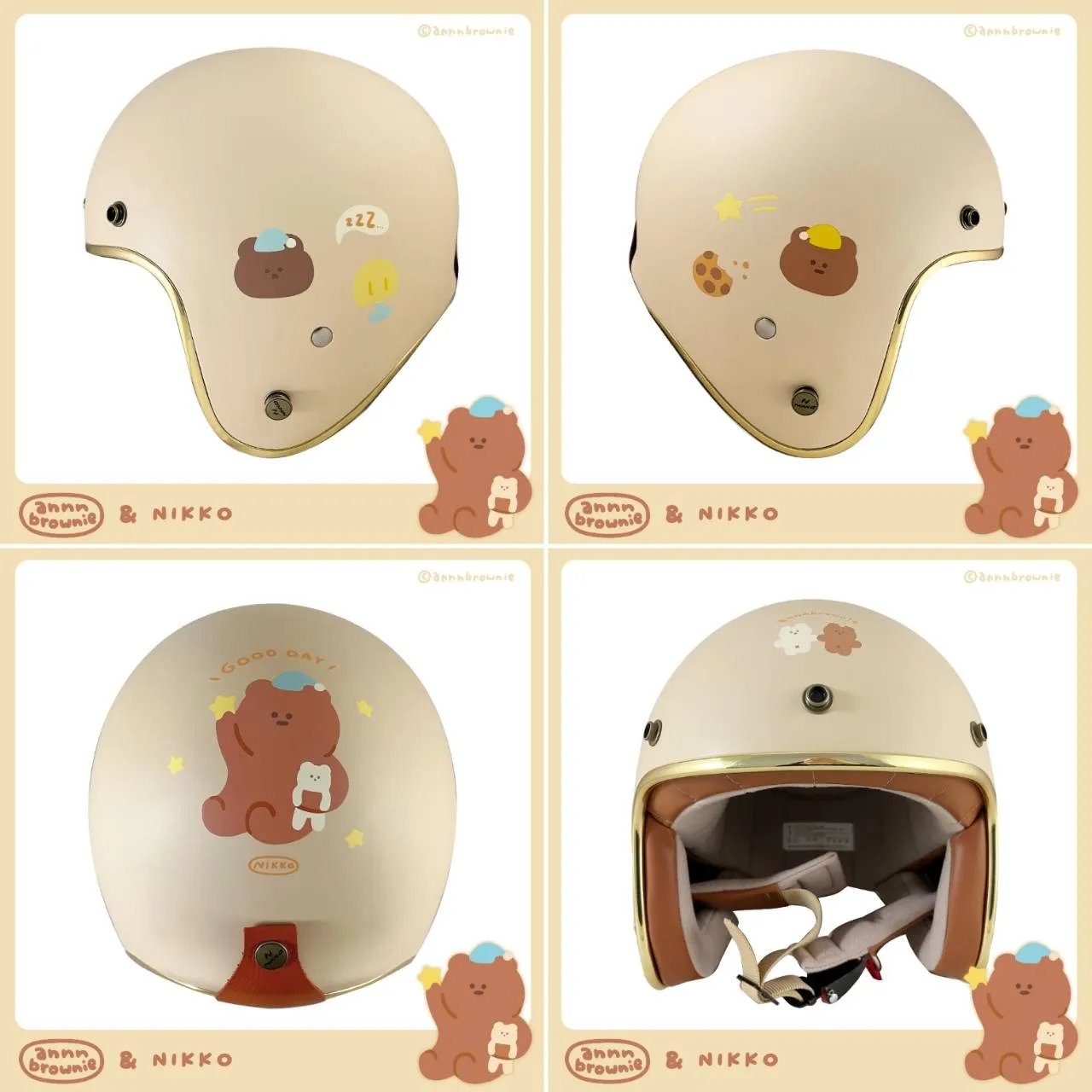 NIKKO N-401布朗尼聯名系列 麵包熊X巧克熊 療癒文創熊熊來襲 皮革內裡 復古帽 N401