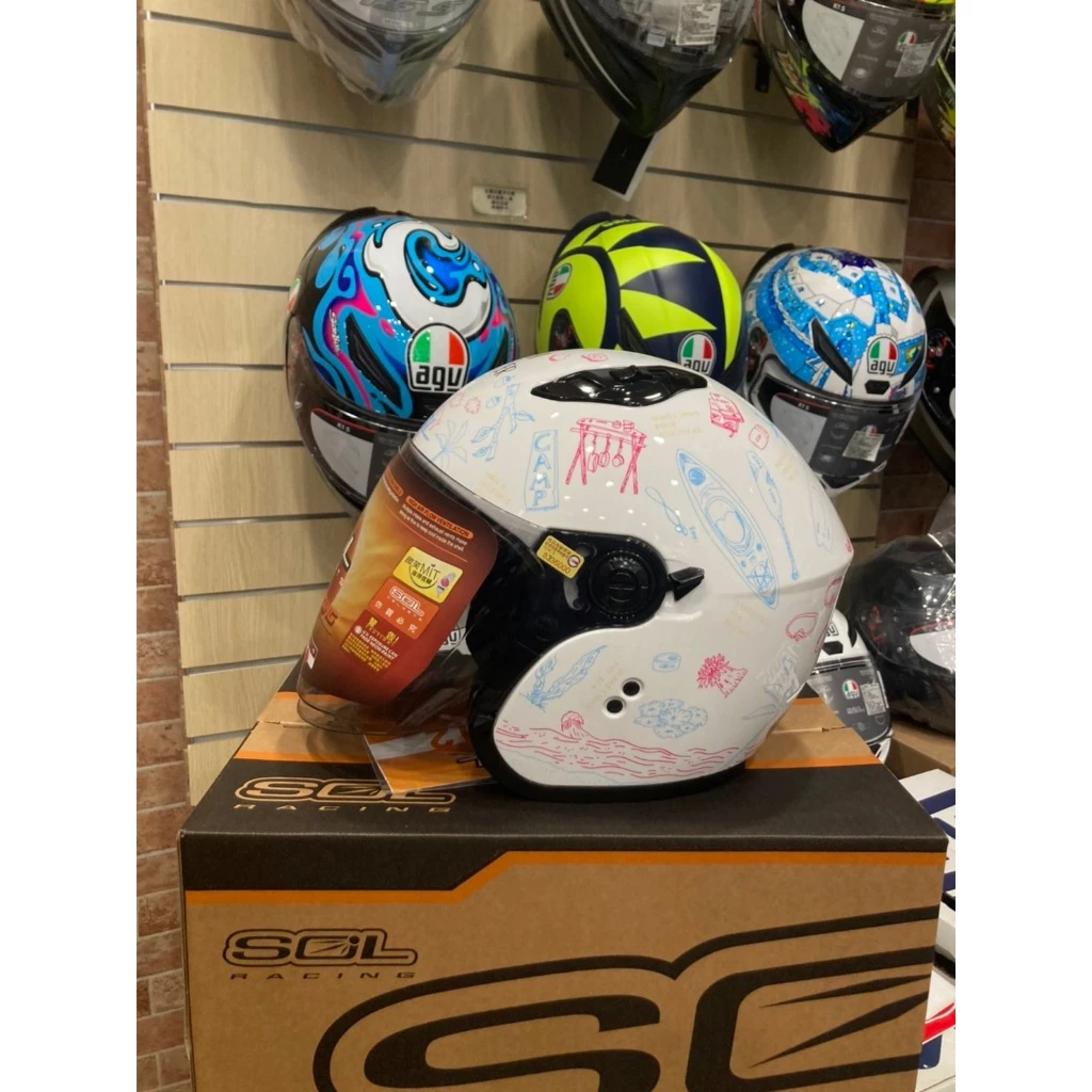 SOL SO-12 夏令營 半罩 內藏墨鏡 齒排扣 加長鏡片 輕量化 小帽體 SO12
