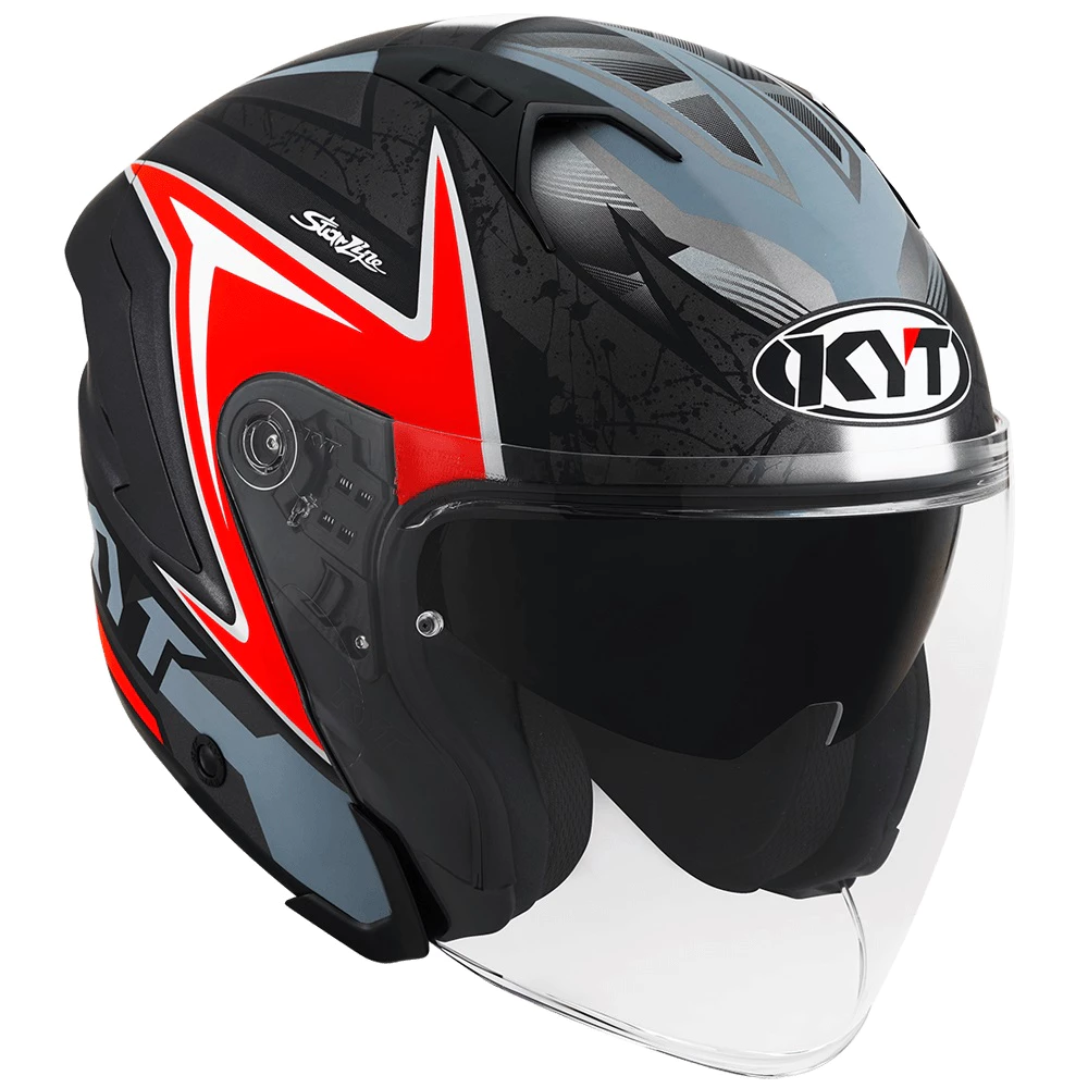 優惠促銷 KYT NF-J/NFJ #19紅 消光 選手彩繪 3/4罩 安全帽 耳機槽 排扣 內建墨片
