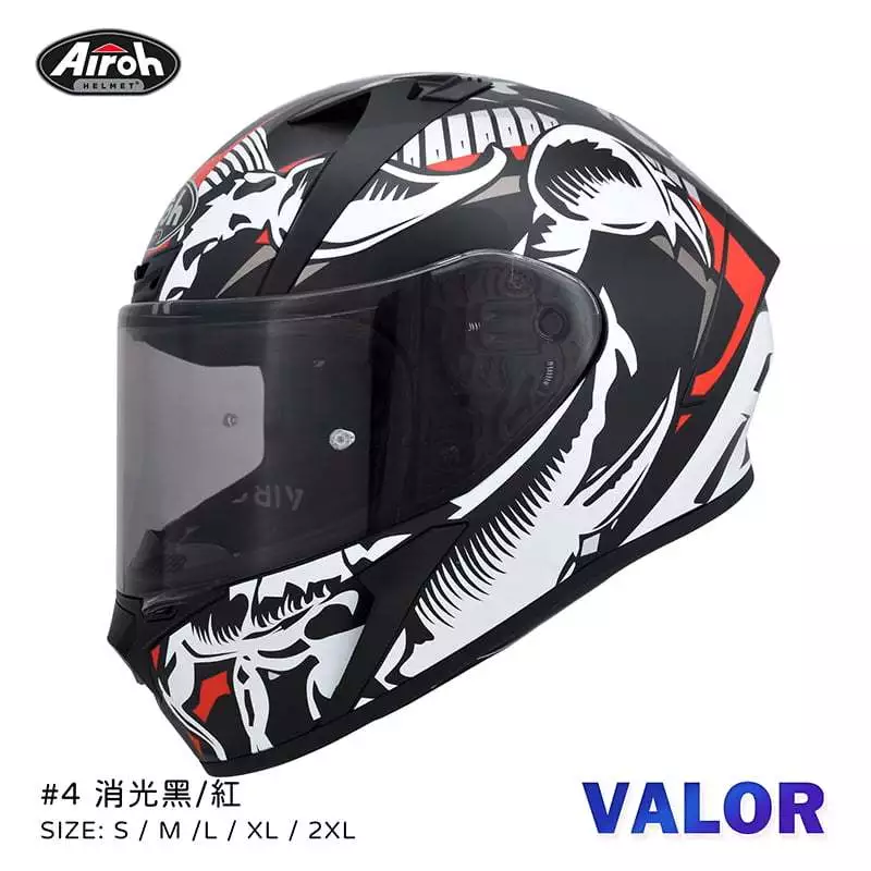 Airoh Valor #4 消光黑紅 輕量化 全罩 安全帽 亞洲版 總代理 公司貨