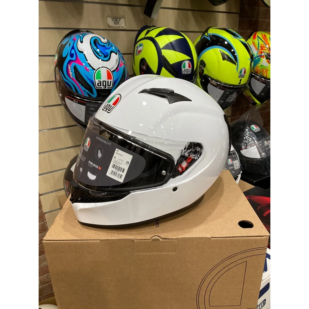 AGV K3 MONO SETA WHITE 亮白 素色 內墨片 全罩安全帽 亞洲版 公司貨 附鴨尾
