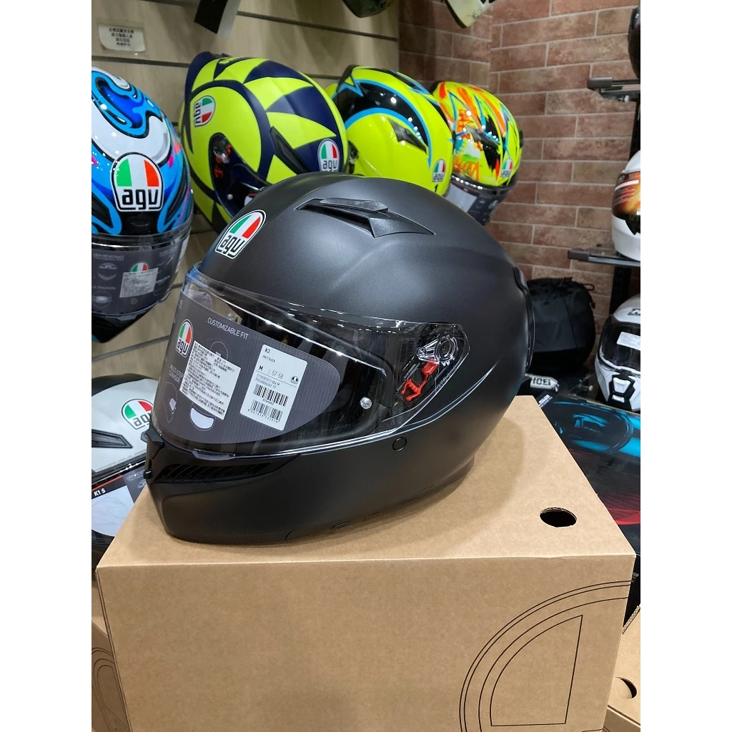 AGV K3 MATT BLACK 消光黑 素色 內墨片 全罩安全帽 亞洲版 公司貨 附鴨尾