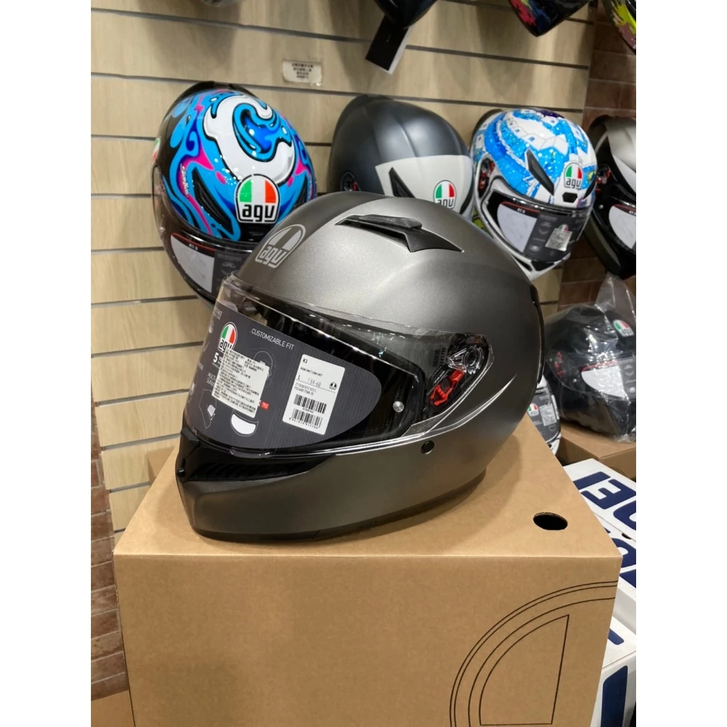 AGV K3 MONO MATT LUNA GREY 消灰 素色 內墨片 全罩安全帽 亞洲版 公司貨 附鴨尾