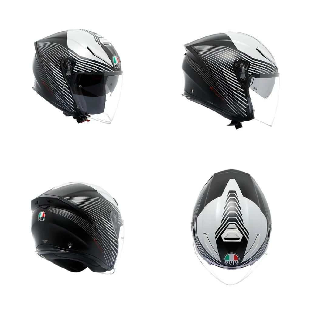 AGV K5 JET EVO CONTROL 消光黑白 3/4半罩 內墨片 金屬排扣 亞版 公司貨 現貨
