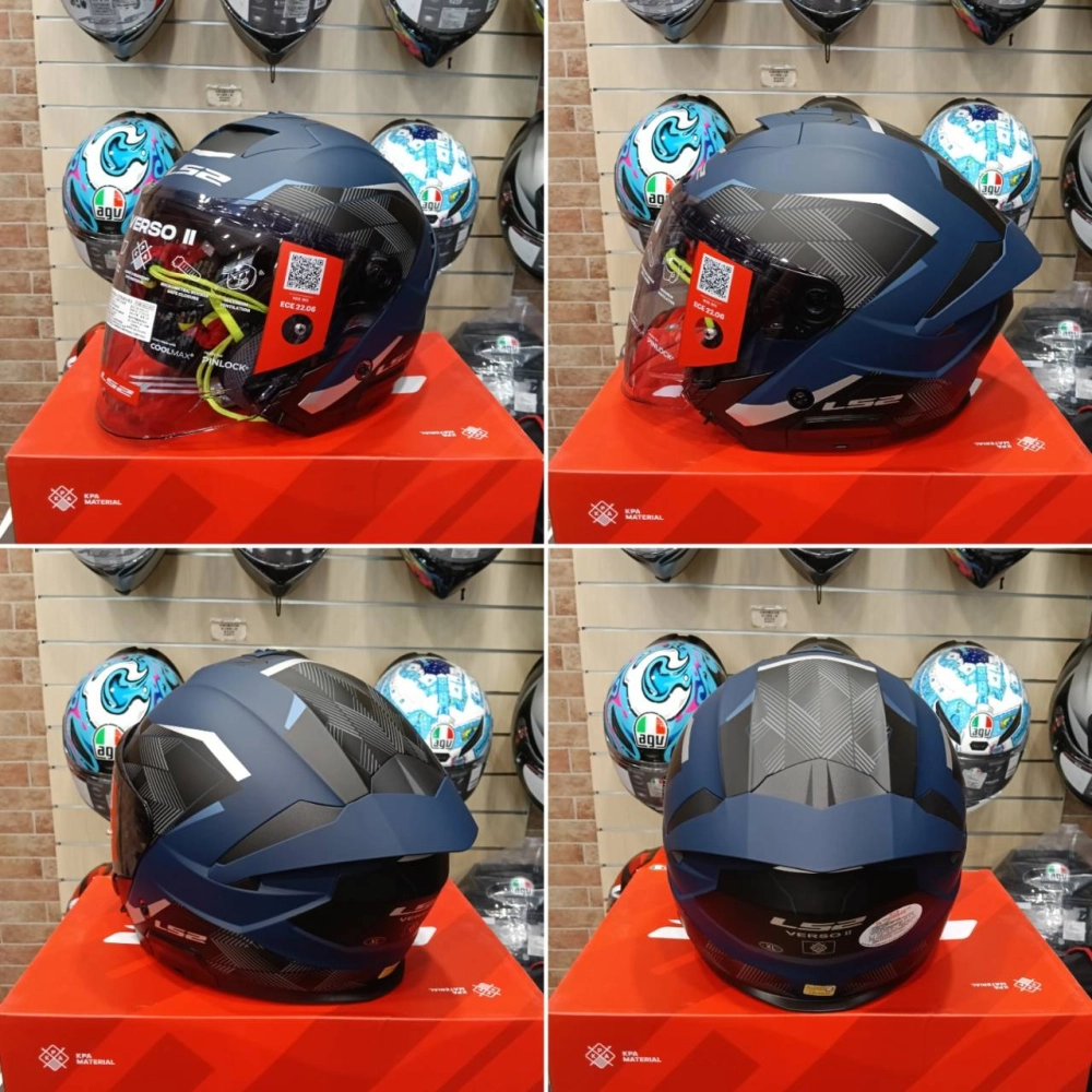 西班牙 LS2 OF618 VERSO II AIR 消光藍 排齒插扣 內墨鏡 耳機槽 全拆洗 半罩安全帽