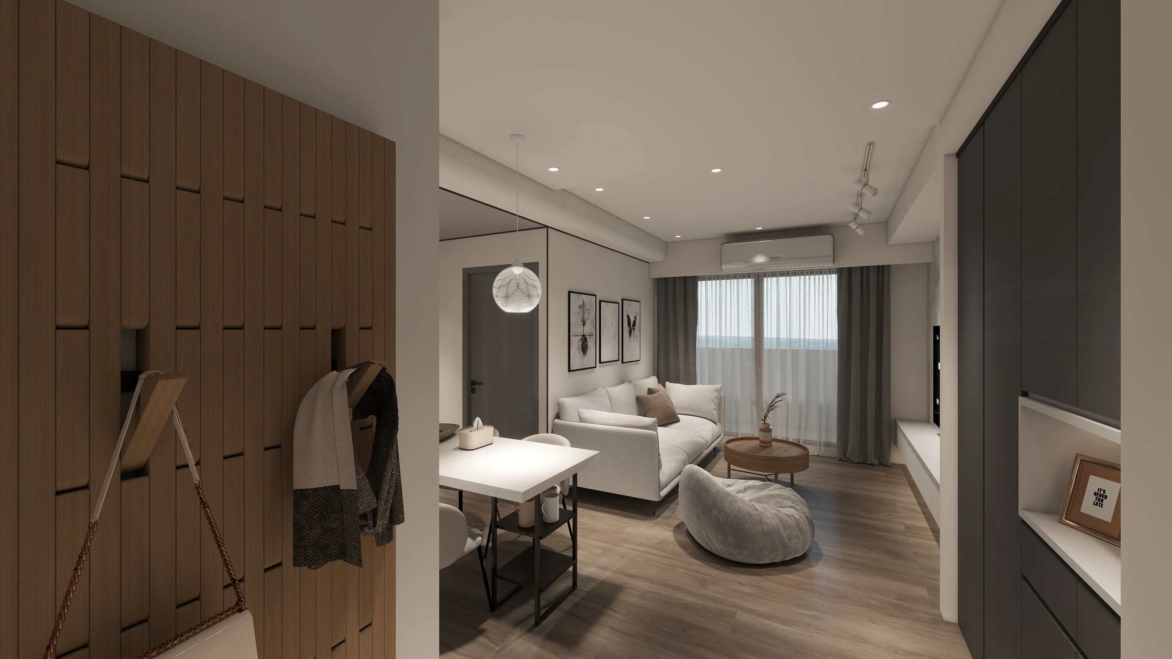 沙鹿勝興興站裝潢必學！邸苑「以簡馭繁」生活哲學：19.5 坪三房的隱形收納術，預演從容的日常儀式感。