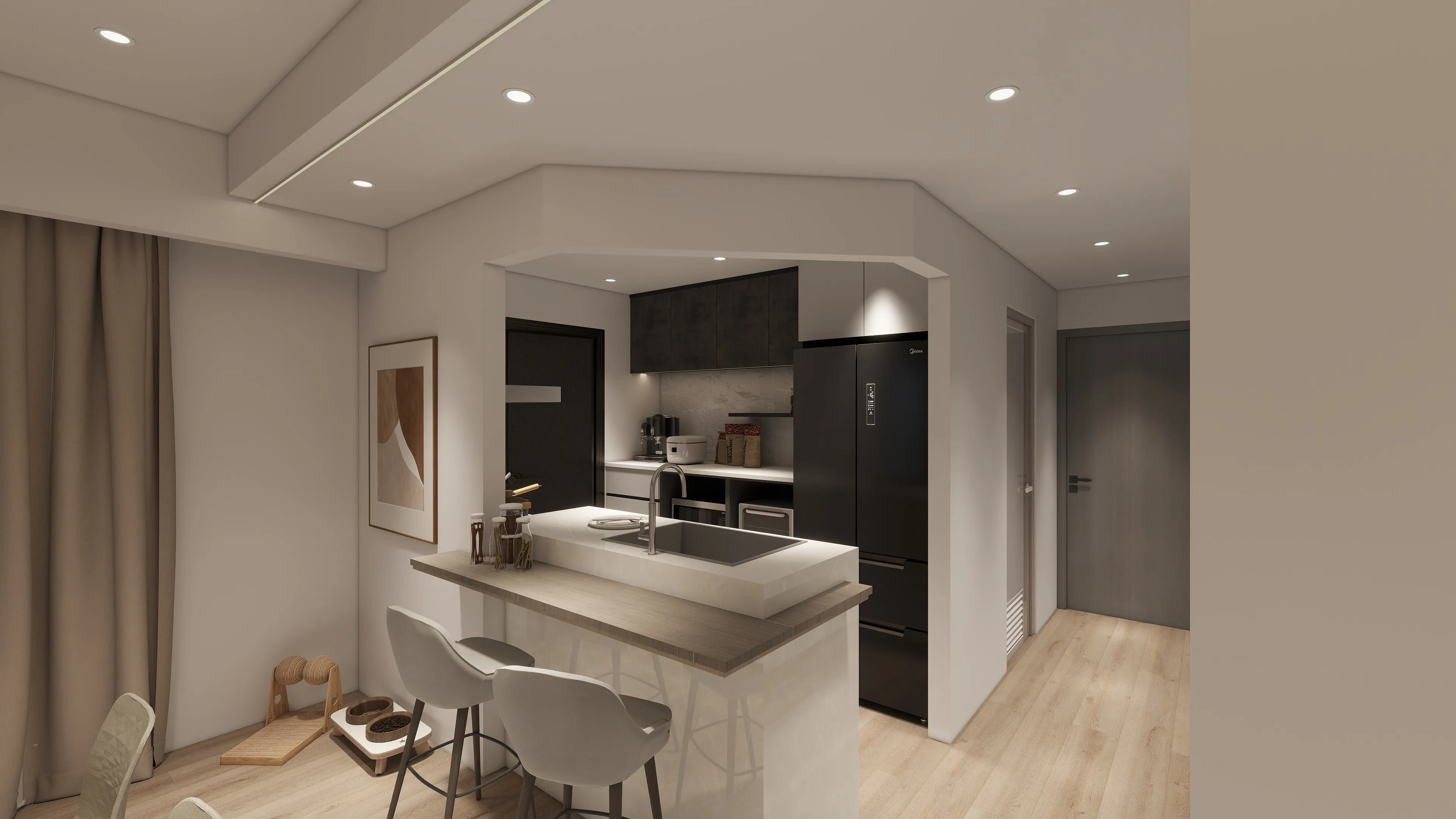 邸苑室內設計-麗晨花果山 C-中島吧檯-北歐&日系簡約風