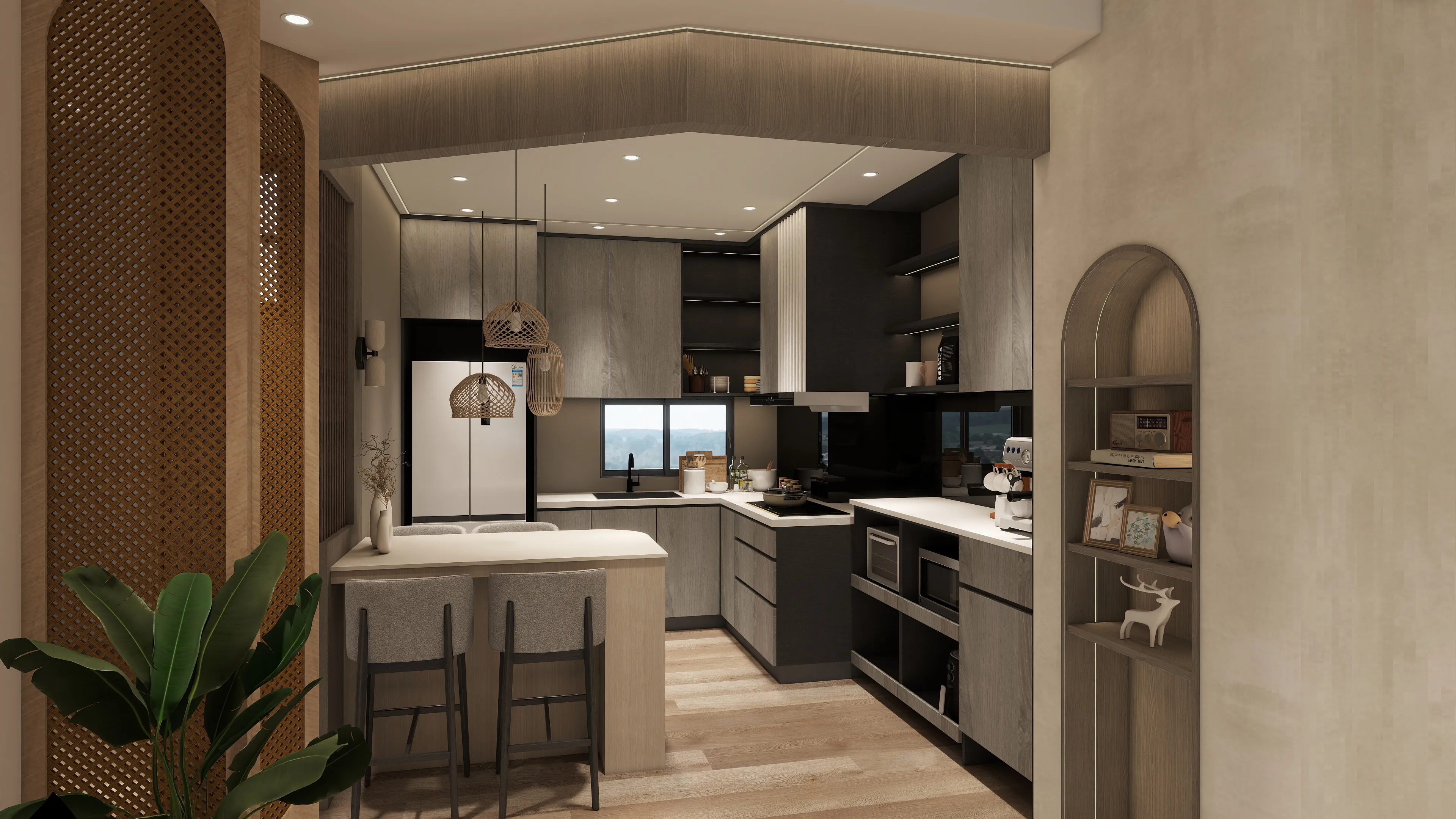 邸苑室內設計-鴻茂富匯-廚房-北歐風x日式侘寂