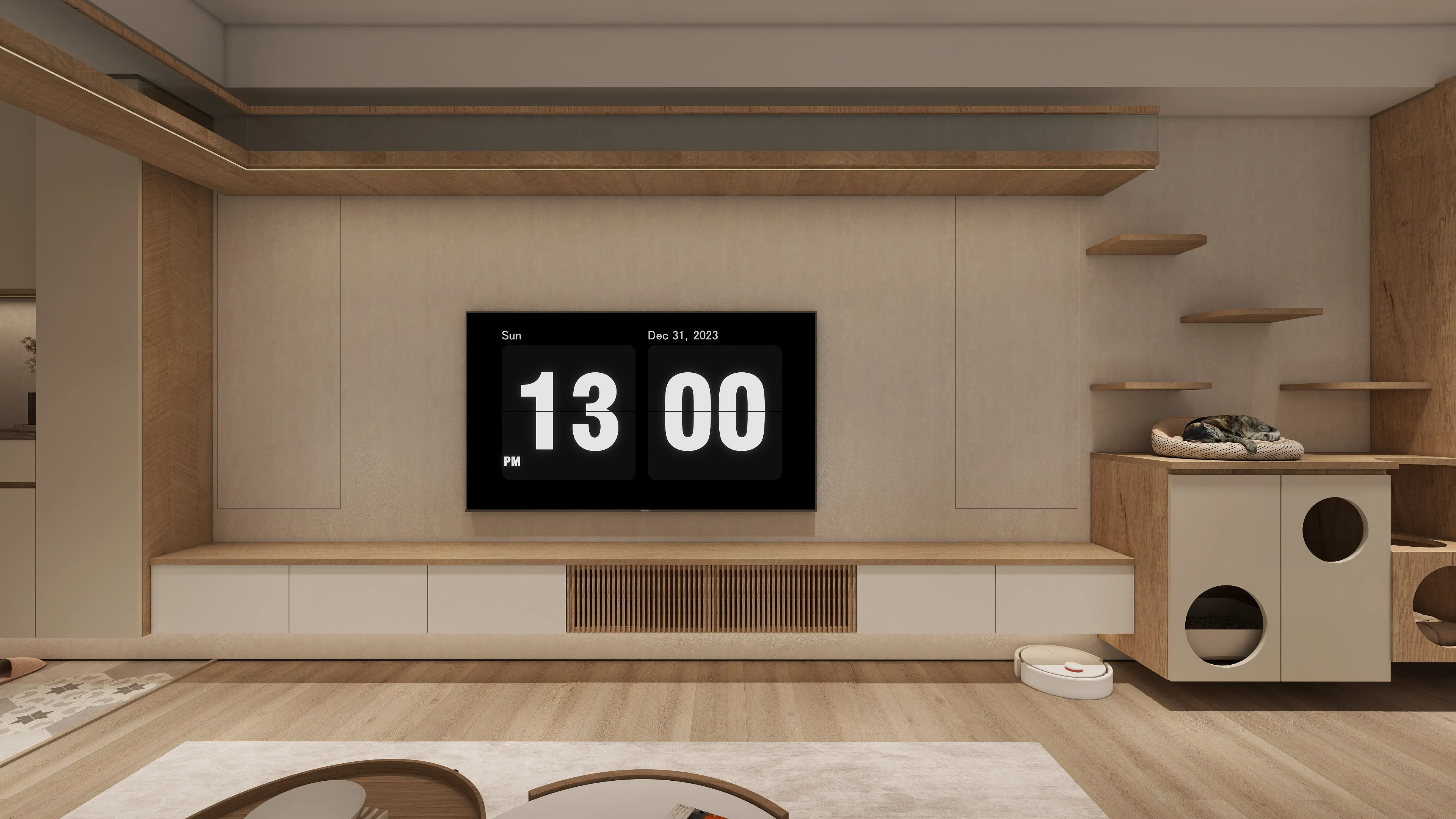 邸苑室內設計-麗晨花果山 C-客廳電視牆-北歐&日系簡約風