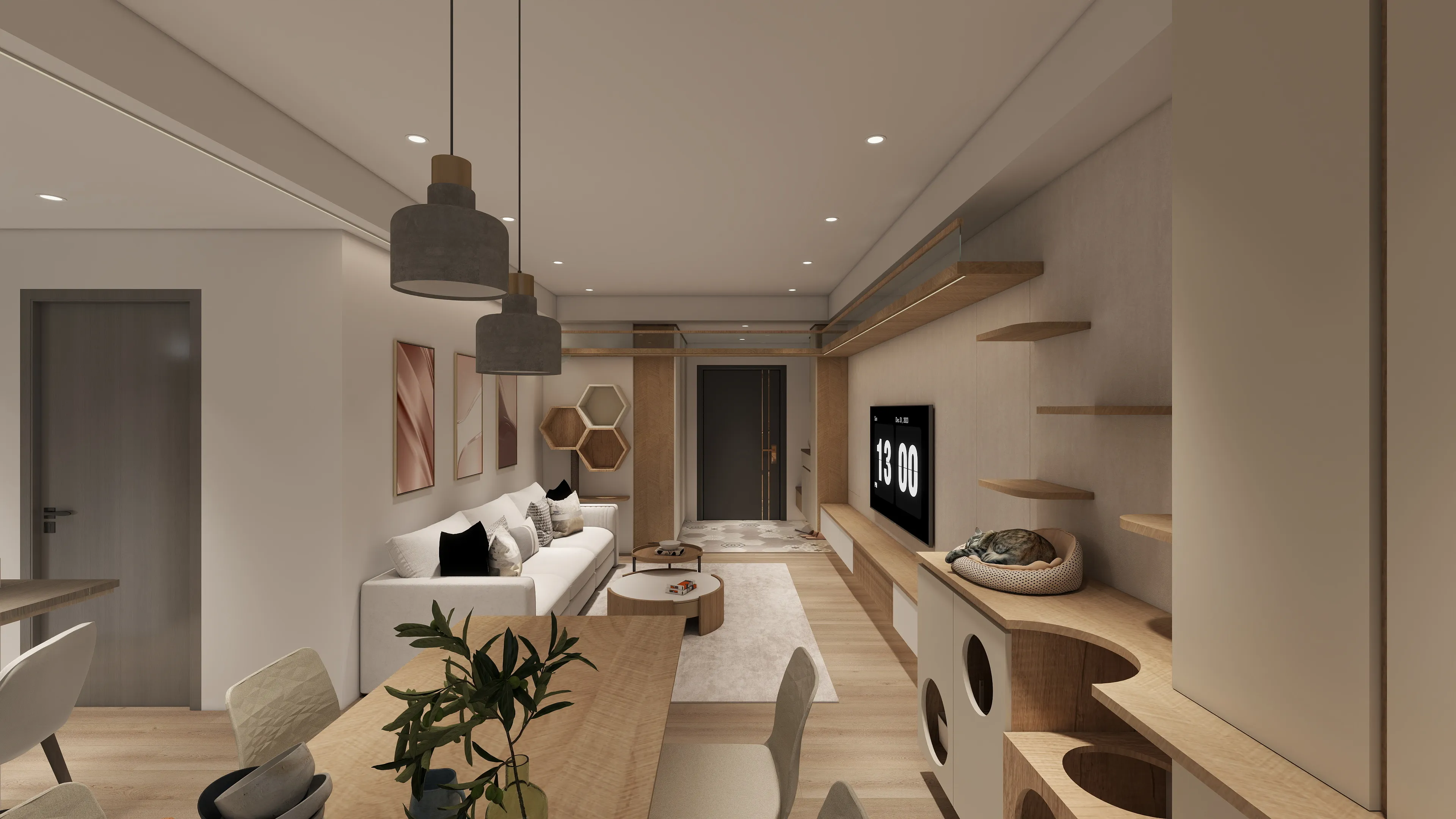 邸苑室內設計-麗晨花果山 C-客廳貓跳台-北歐&日系簡約風