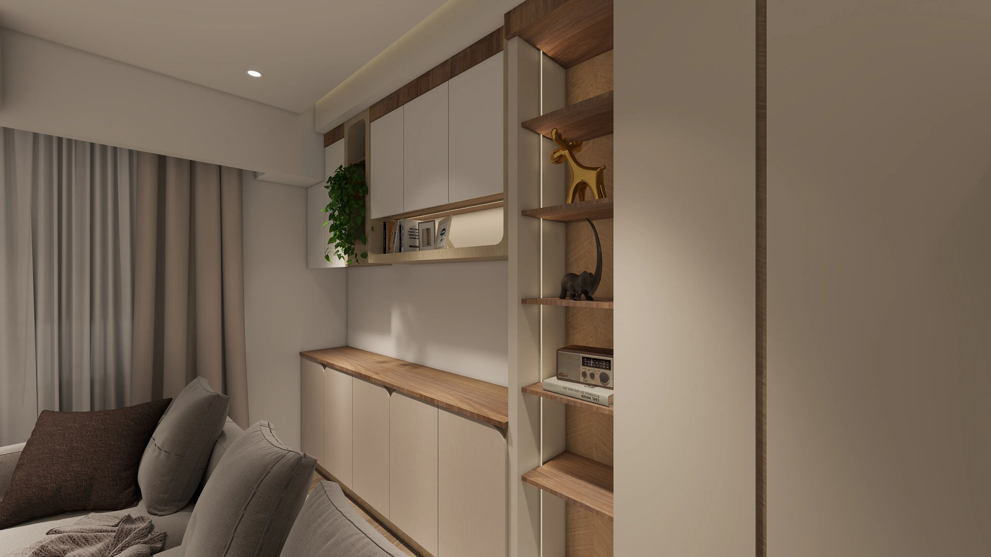 邸苑室內設計-青禾-客廳沙發背櫃-北歐x無印風