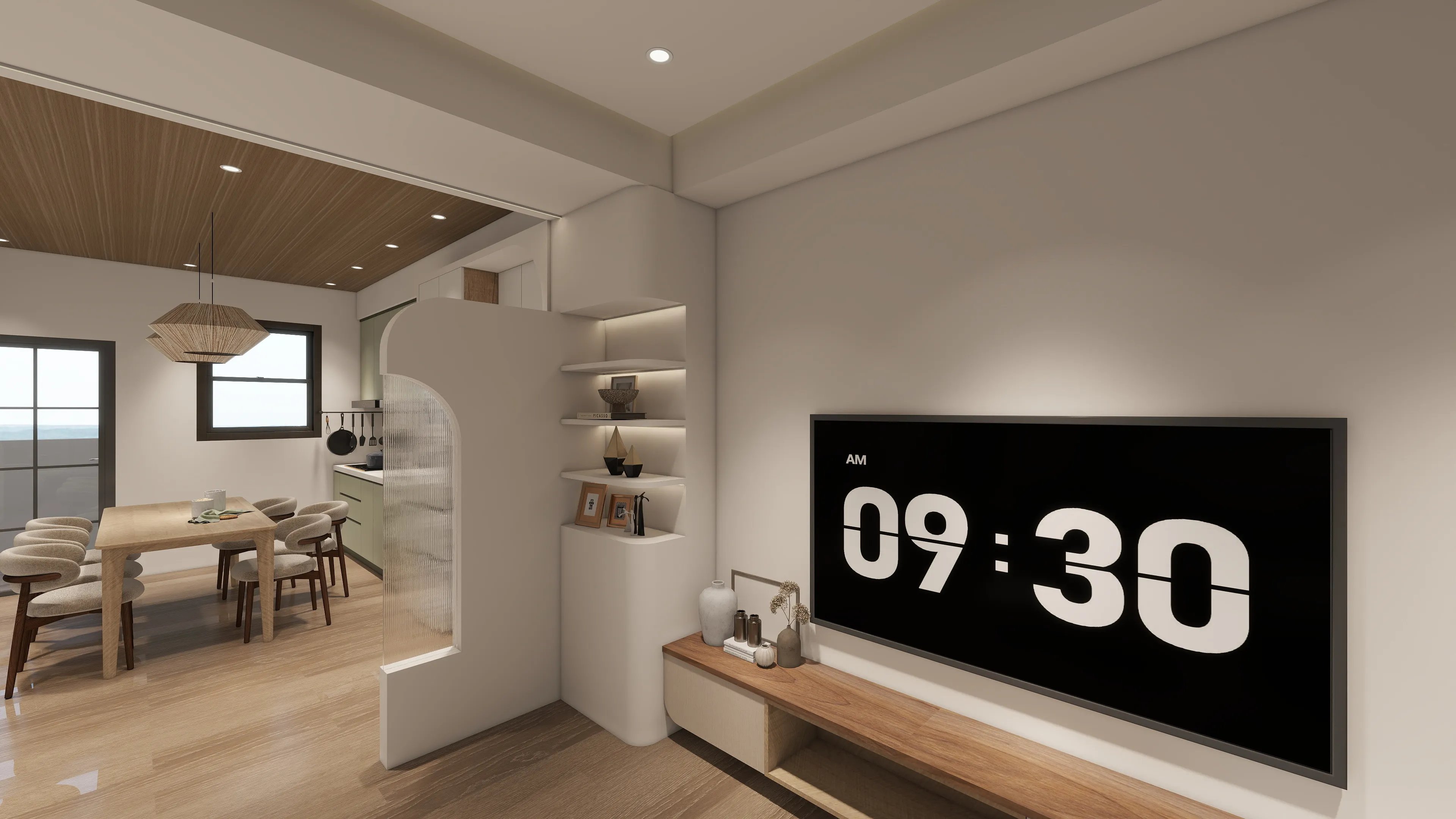 邸苑室內設計-青禾-客廳壁龕-北歐x無印風