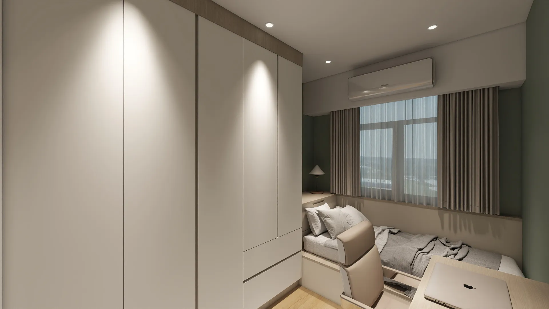 邸苑室內設計-益翔有藝仕 A7-次臥1床頭及衣櫃-北歐風