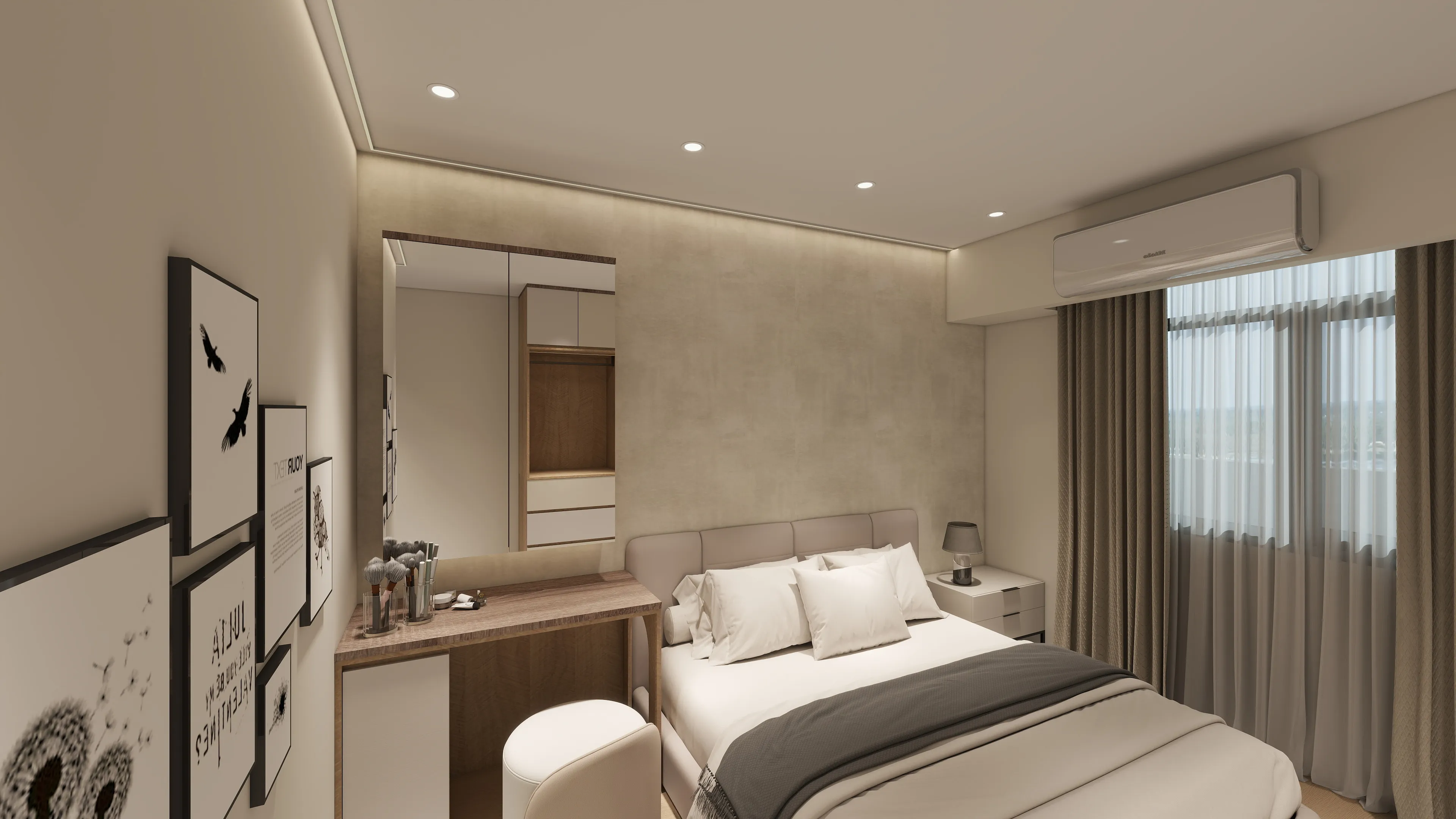 邸苑室內設計-鹿江風華-主臥室床頭及化妝桌-北歐風