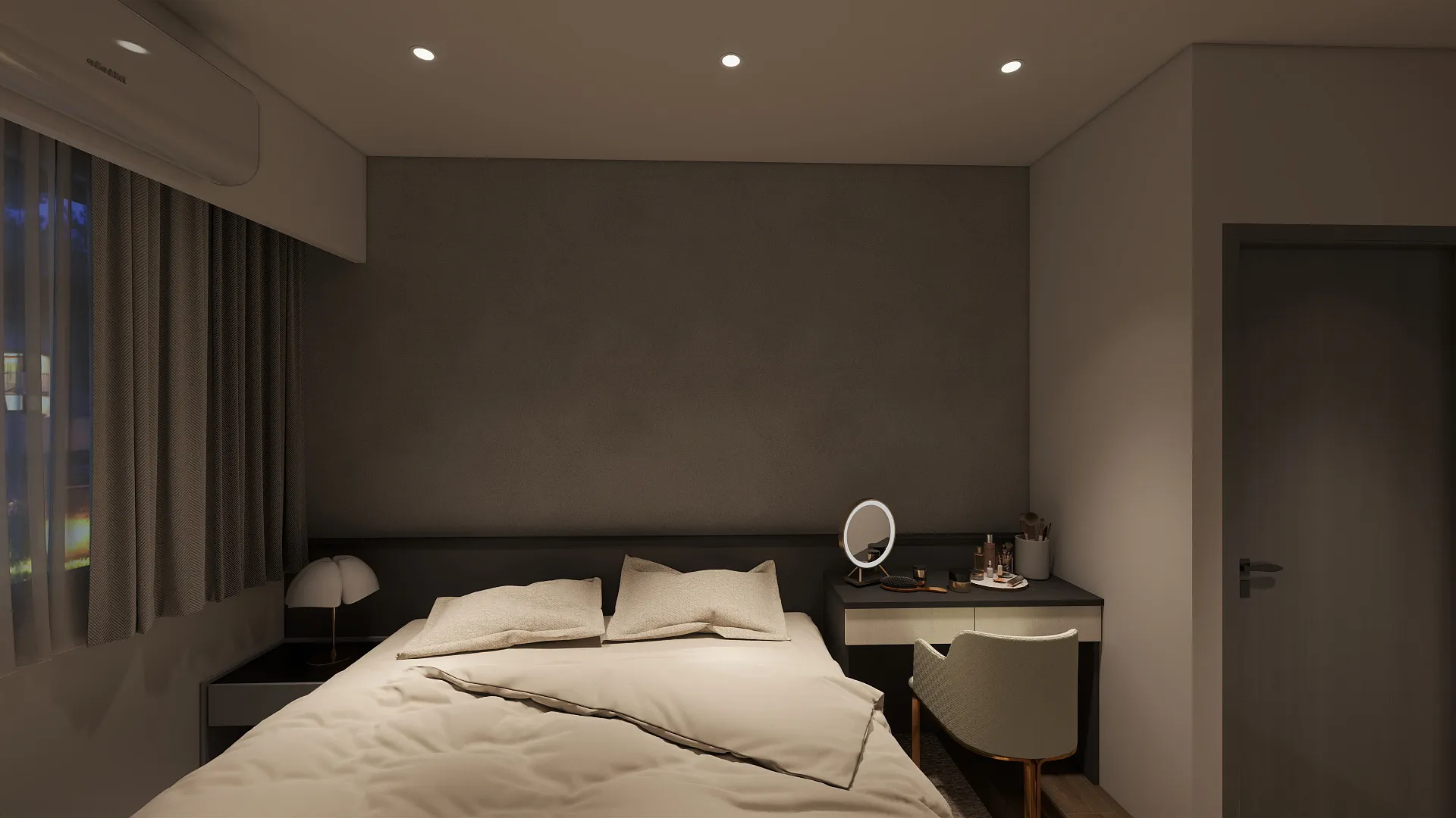 邸苑室內設計-精銳SKY ONE 3房D-臥室床頭化妝桌-現代風