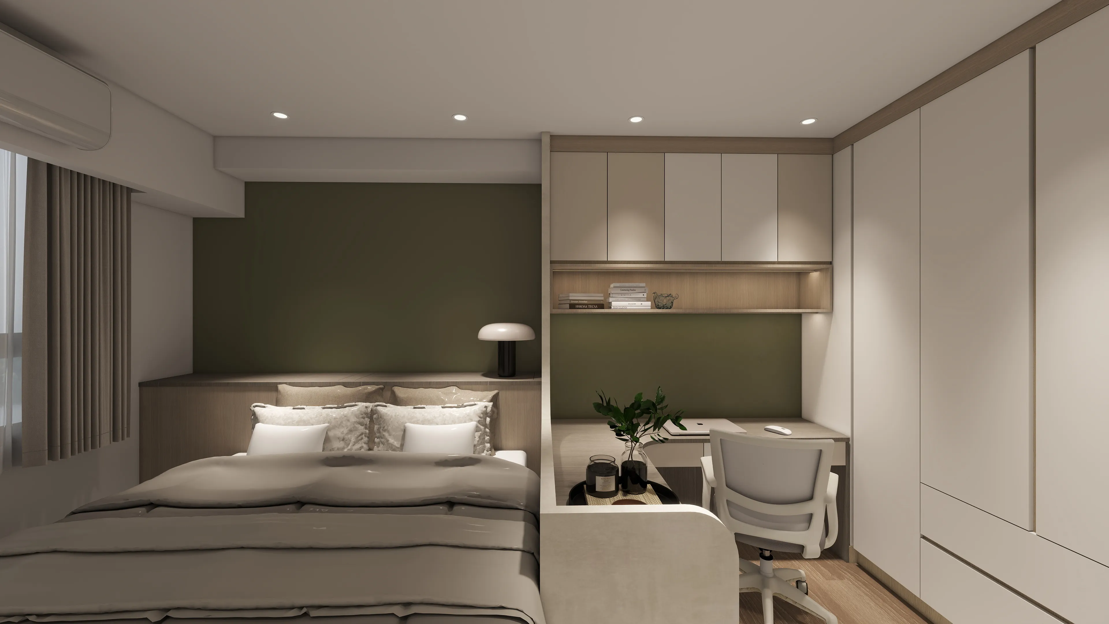 邸苑室內設計-青禾-次臥室床頭-北歐x無印風