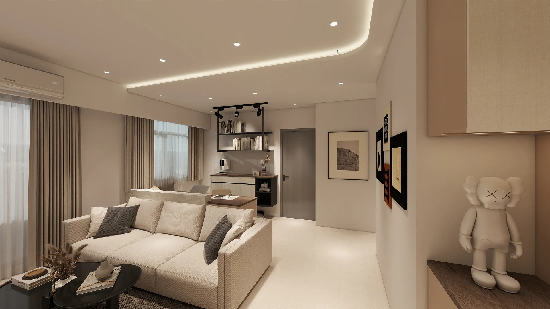 邸苑室內設計-御閑之森 2房 A type-客廳-現代簡約 × 奶油風