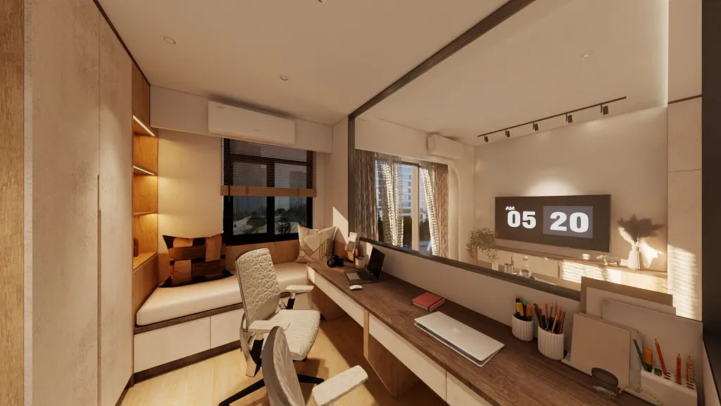 邸苑室內設計-元城上萃 2房-書房書桌臥榻-北歐風