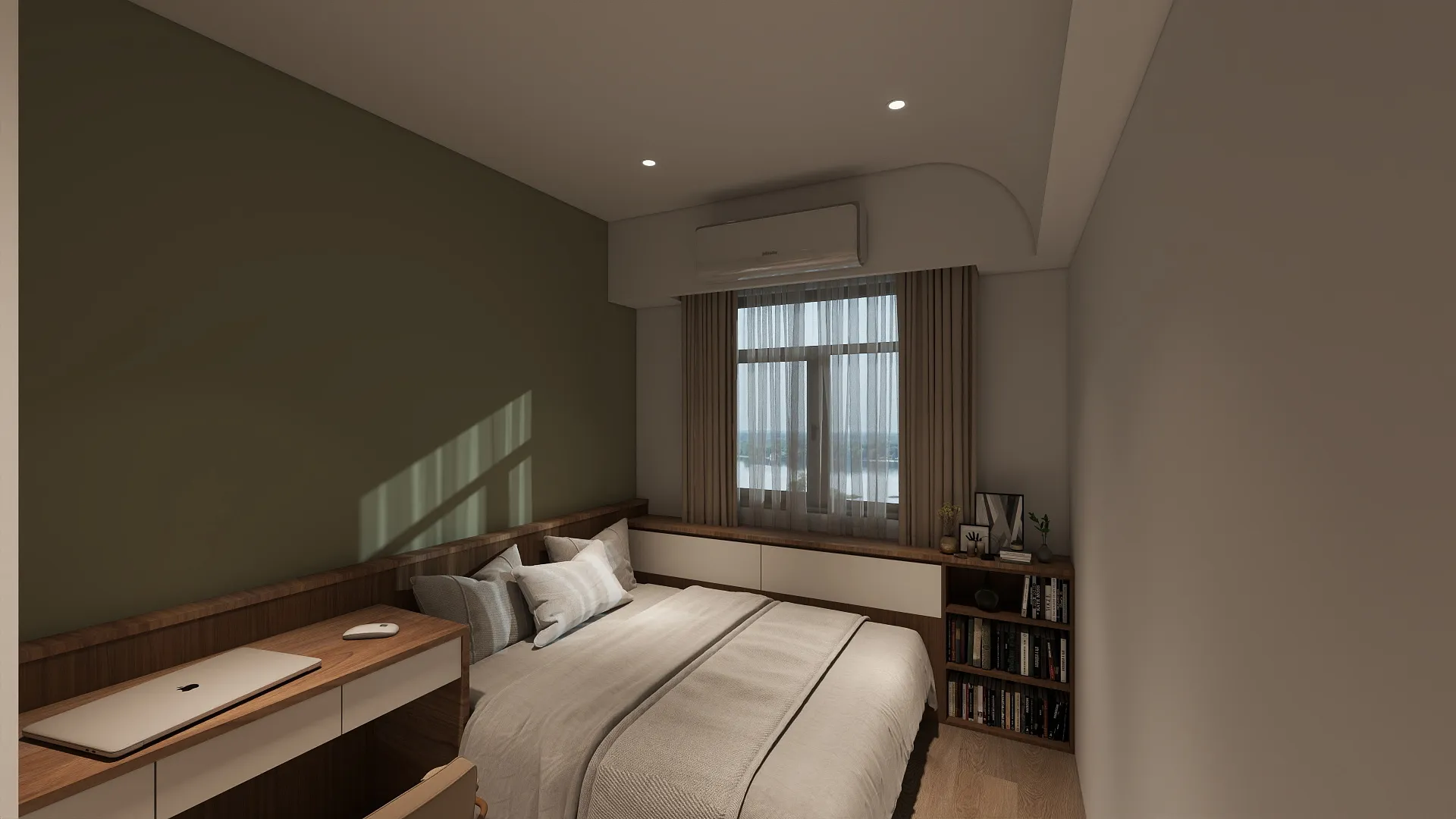 邸苑室內設計-昌祐 幸福大里 GHIJ-次臥室1床頭及書桌-北歐風