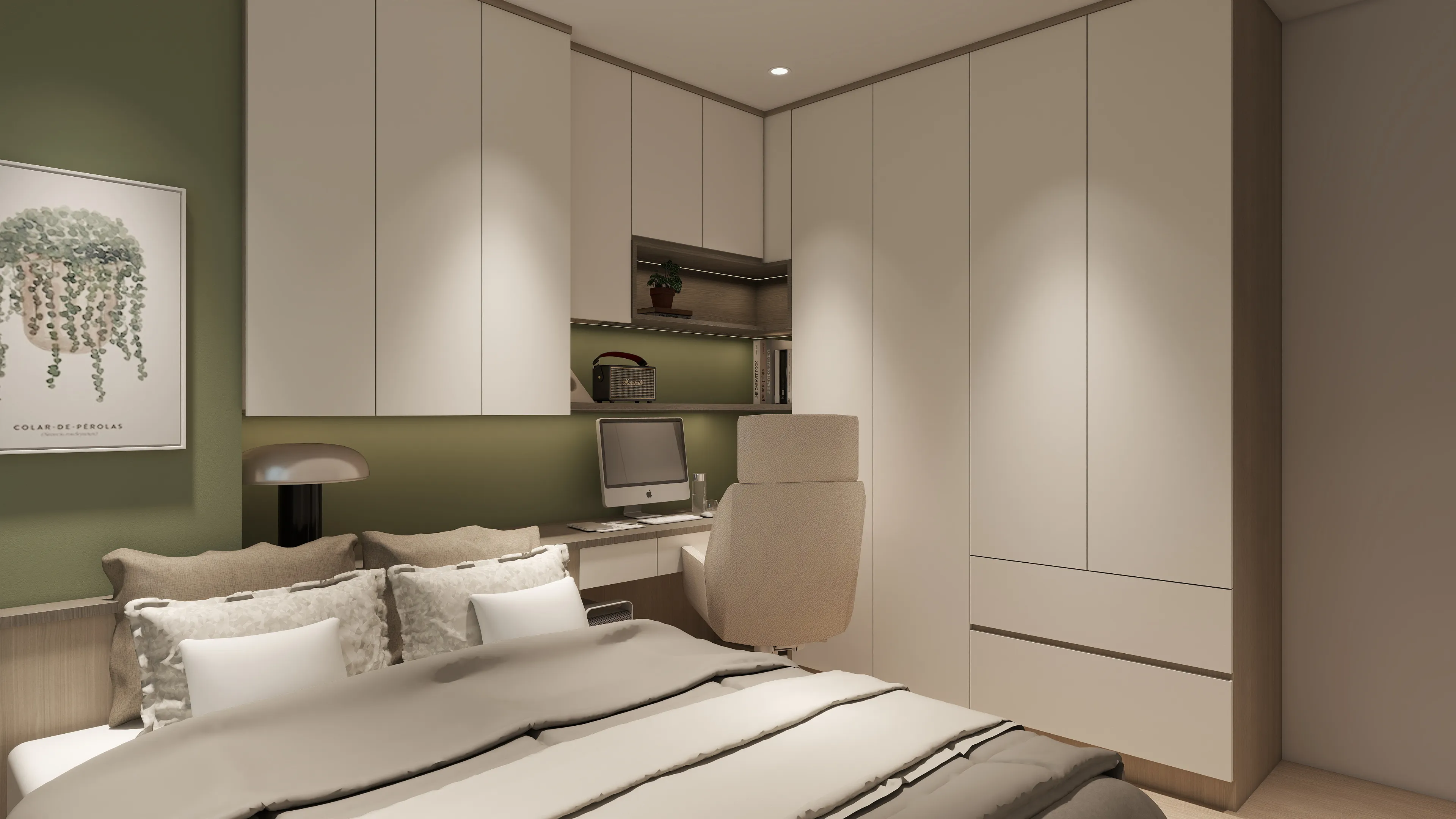 邸苑室內設計-鴻茂富匯-臥室1書桌衣櫃-北歐風x日式侘寂