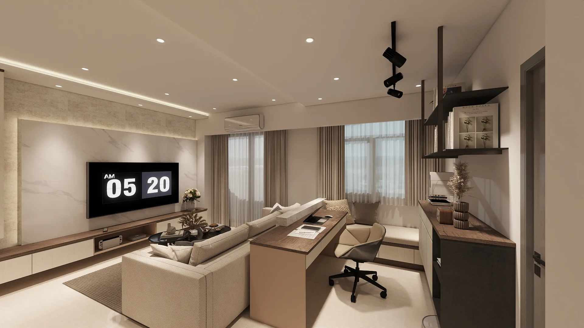 邸苑室內設計-御閑之森 2房 A type-開放式書房-現代簡約 × 奶油風