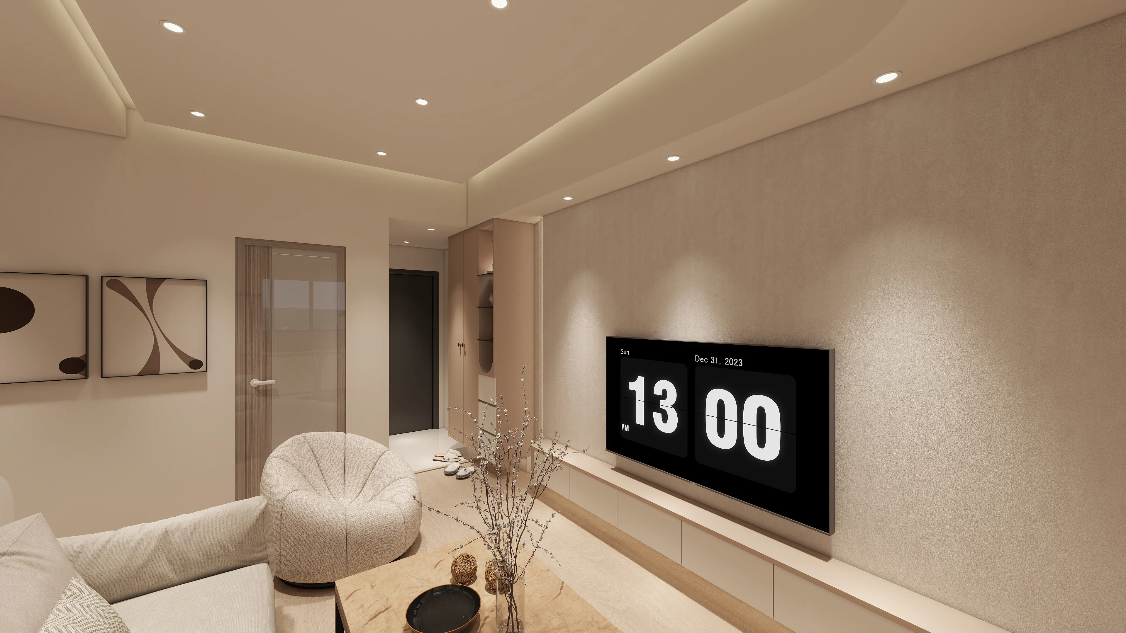 邸苑室內設計-光明苑 2房-客廳 電視牆-簡約風