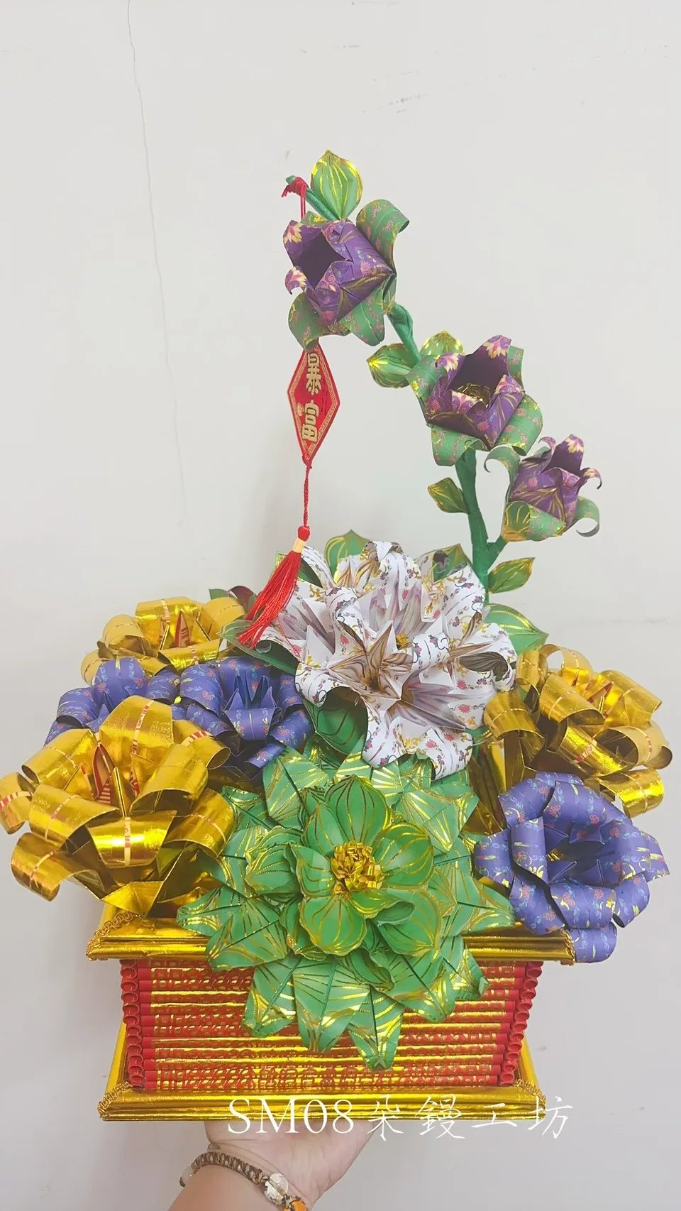 百合桃緣財寶盆