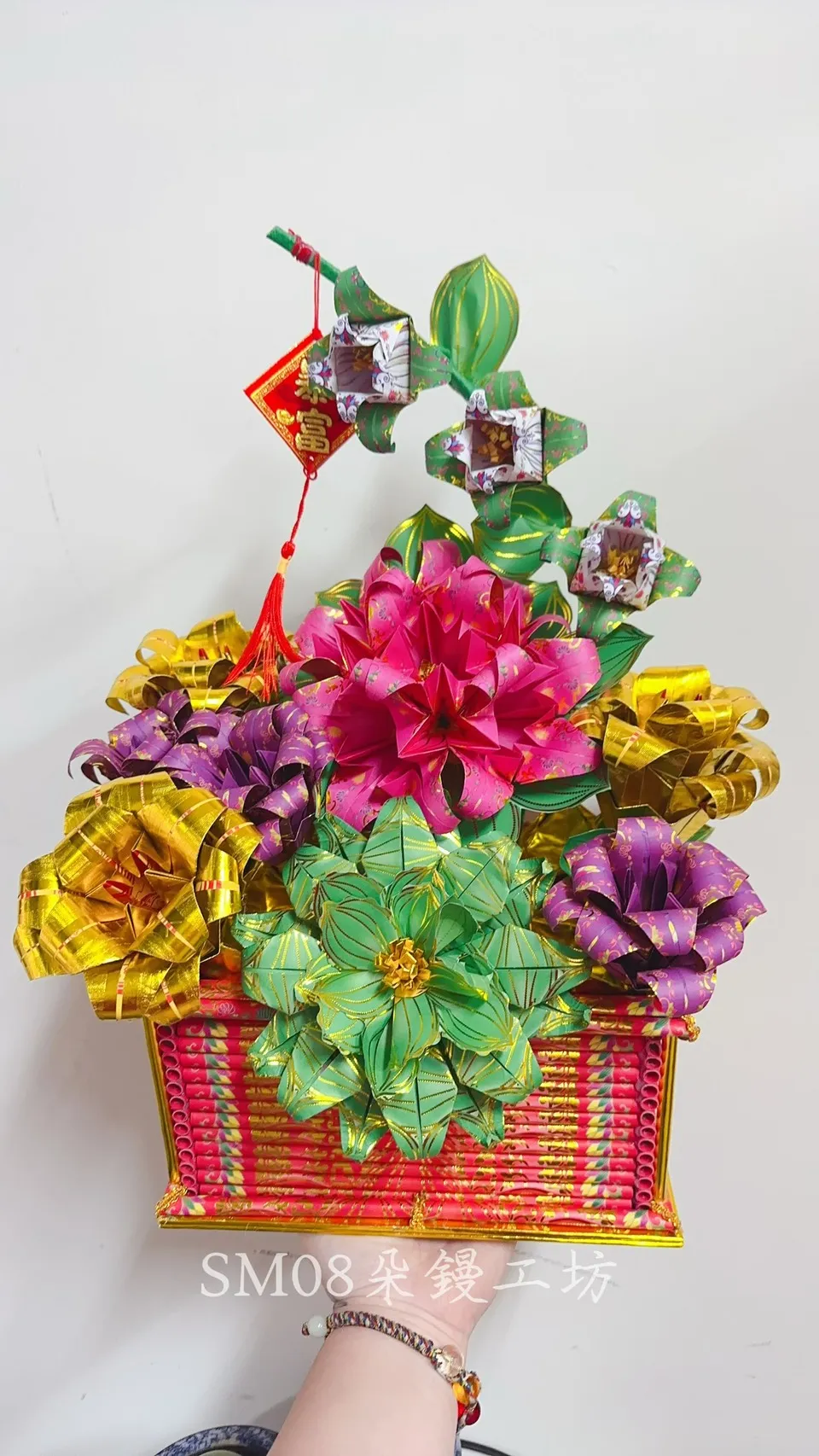 百合桃緣財寶盆